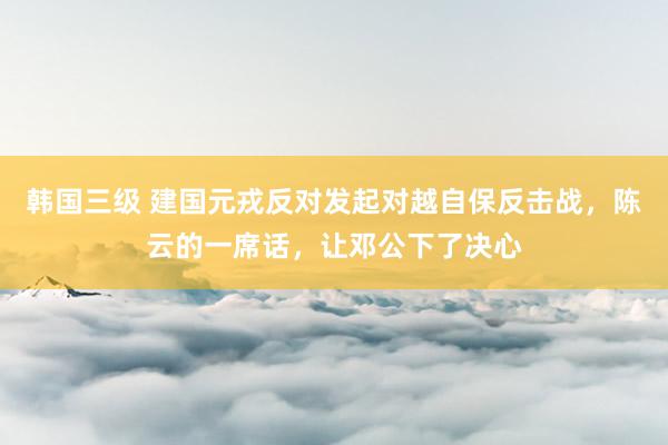 韩国三级 建国元戎反对发起对越自保反击战，陈云的一席话，让邓公下了决心