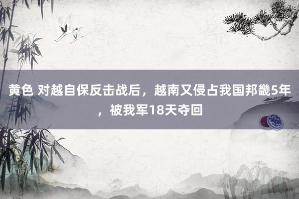 黄色 对越自保反击战后，越南又侵占我国邦畿5年，被我军18天夺回