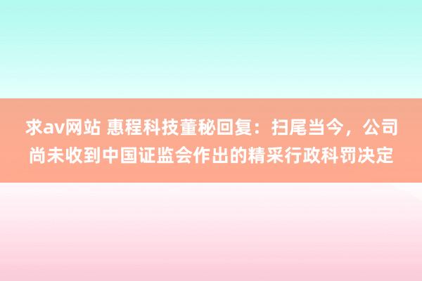 求av网站 惠程科技董秘回复：扫尾当今，公司尚未收到中国证监会作出的精采行政科罚决定