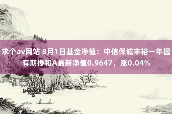 求个av网站 8月1日基金净值：中信保诚丰裕一年握有期搀和A最新净值0.9647，涨0.04%