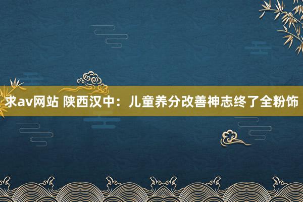 求av网站 陕西汉中：儿童养分改善神志终了全粉饰