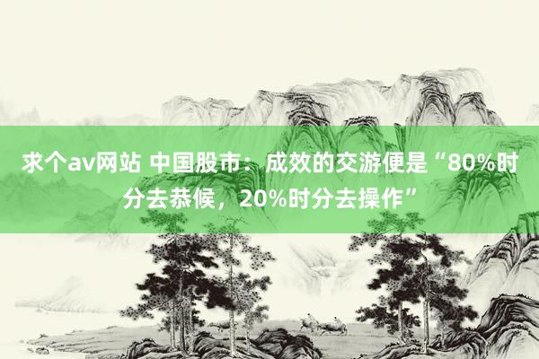 求个av网站 中国股市：成效的交游便是“80%时分去恭候，20%时分去操作”