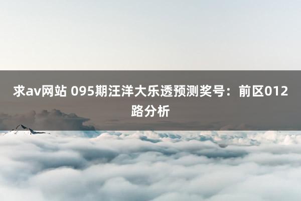 求av网站 095期汪洋大乐透预测奖号：前区012路分析