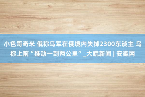 小色哥奇米 俄称乌军在俄境内失掉2300东谈主 乌称上前“推动一到两公里”_大皖新闻 | 安徽网