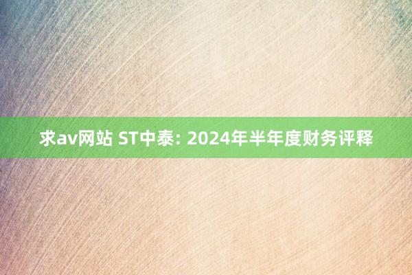 求av网站 ST中泰: 2024年半年度财务评释