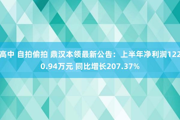 高中 自拍偷拍 鼎汉本领最新公告：上半年净利润1220.94万元 同比增长207.37%