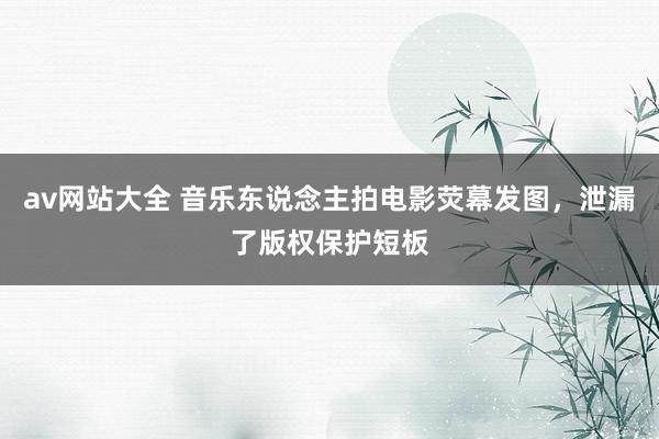 av网站大全 音乐东说念主拍电影荧幕发图，泄漏了版权保护短板